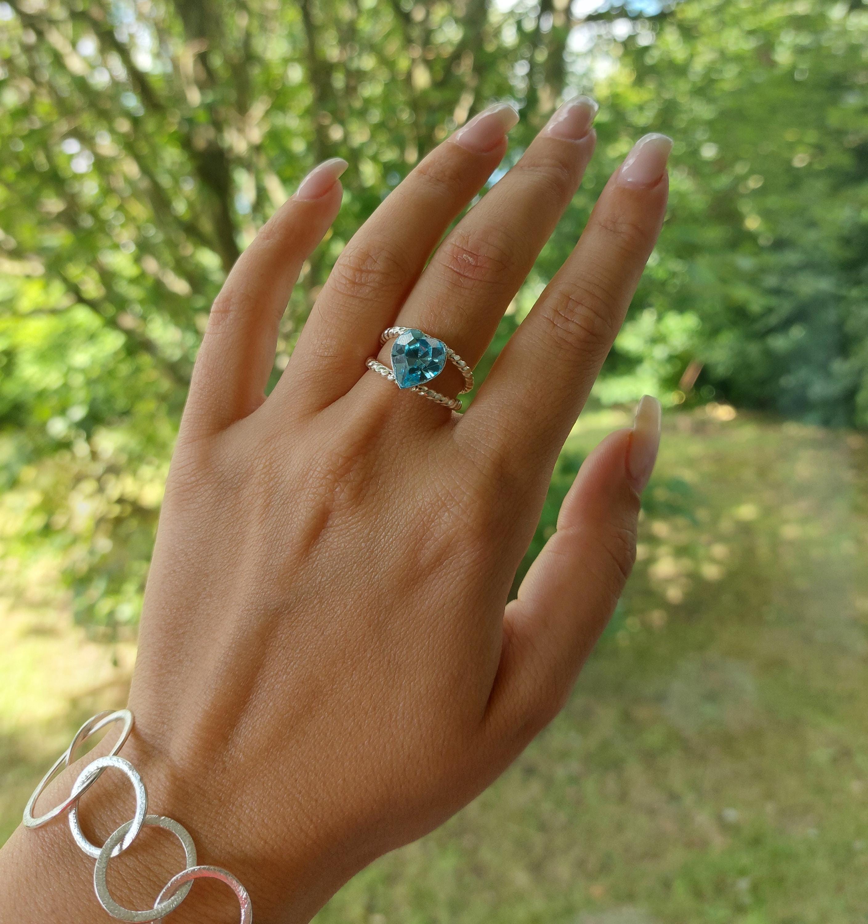 Swarovski Crystal Heart Ring, Statement Ring, Sparkling Ring, Gift