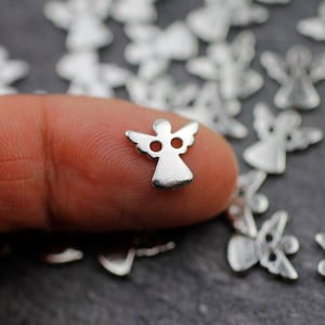 30 Angel charms connector, Rhodium Plated, Guardian Angel Connector for macrame bracelet, guardian angel Bracelet Connector charms, zm895rh