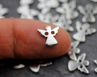 30 個の天使チャームコネクタ、ロジウムメッキ、マクラメブレスレット用守護天使コネクタ、守護天使ブレスレットコネクタチャーム、zm895rh