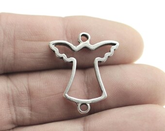 10 Angel connector, Angel Charms, Angel Pendants, Silver Angel, angel jewelry charms, Wholesale Jewelry Supply, ZM480