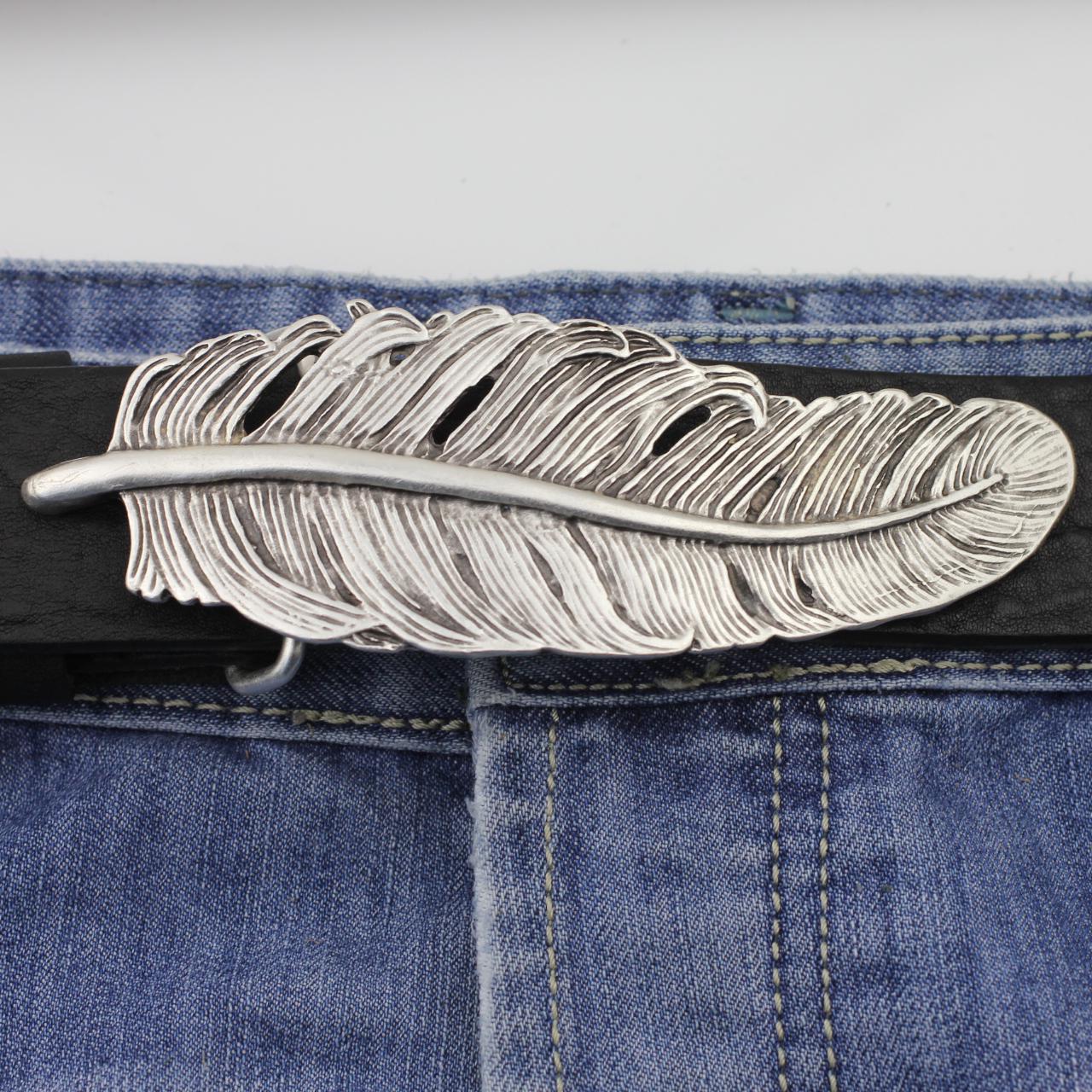 Metal Alloy American Indian Feather Belt Buckle - Unisex, Multi-Colored, New