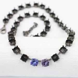 DIY Necklace setting, Empty Cup Chain Necklaces for 8mm Swarovki Crystal and Preciosa Crystals, Necklace base, Antique Silver Necklace FK42