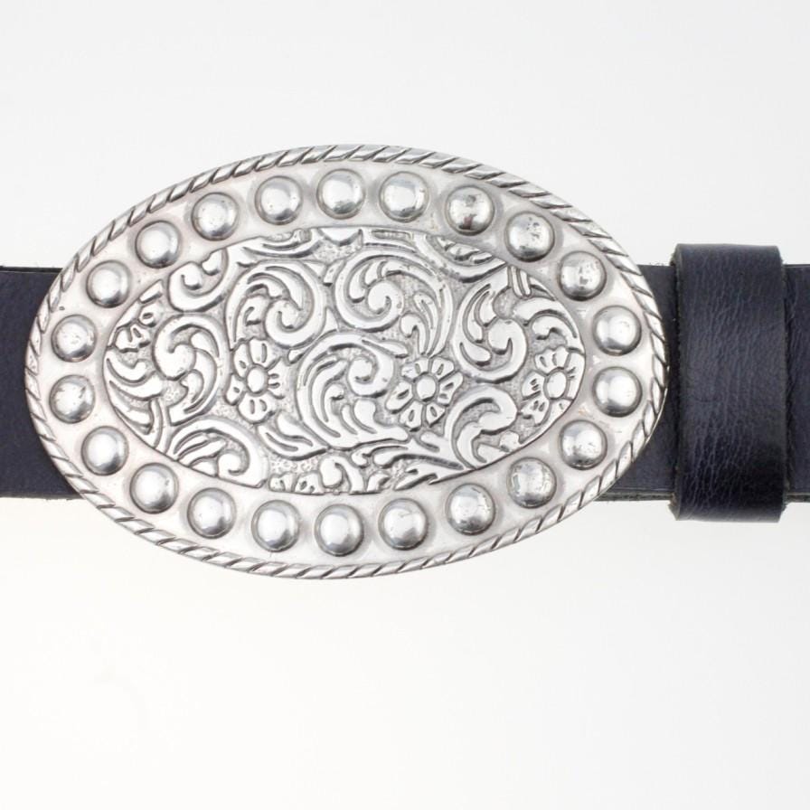 Flower Belt Buckle, Oval Belt Buckle, Silver Belt Buckle  display picture 1