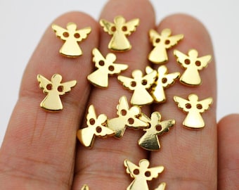 20 Angel Beads, Mini Angel Charms, Angel Pendants, Tiny Guardian Angel Beads, Connector for Bracelet, Craft Metal Beads, Wholesale ZM895go