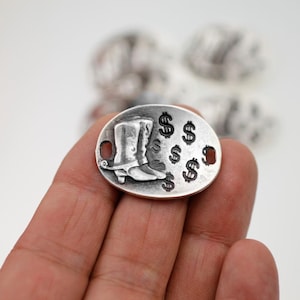 5 Good Luck Cowboy Boot Connector, Bracelet Connector, Bracelet Findings, Leather Cord, Macrame Wrap, Bracelet Connectors, ZM246as