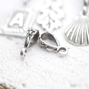 10 silver Bail Connector for Pendants, Real Silver Plated Bail, Brass Bail Connector Findings, Pendant Bails, Pendant Connector, ZM586