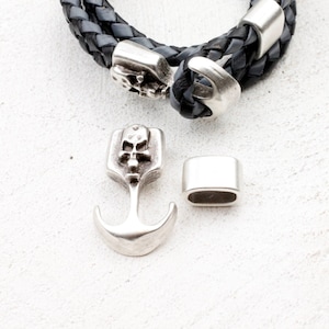 1 zilveren schedelankersluiting, armbandsluiting, verbindingsstuk, ankerhaaksluiting, armbandbevindingen, leren armbanden, sieraden maken, ZM962