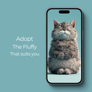 Fluffy Lucoo cute cat Wallpapers, 3d kawai wallpapers iPhone 15, Minimalist Smartphone Wallpaper, iPhone funny cartoon Background