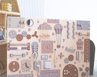 Personalized Montessori Busy Board: Sensory Activity Toy