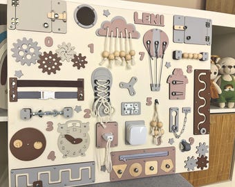 XXL Personalisierte Montessori Busy Board: Sensorisches Aktivitätsspielzeug