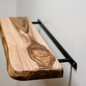Live Edge Walnut Floating Shelf: Reclaimed Wood, Heavy Duty Brackets