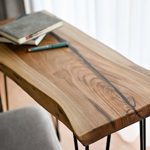 Live Edge Walnut Computer Desk: Rustic Wood Office, Handmade