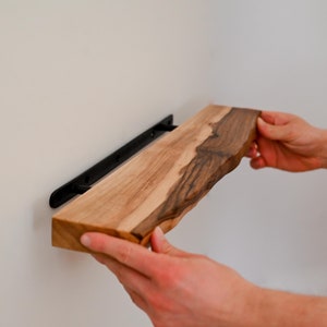 Live Edge Walnut Floating Shelf: Heavy Duty Farmhouse Style