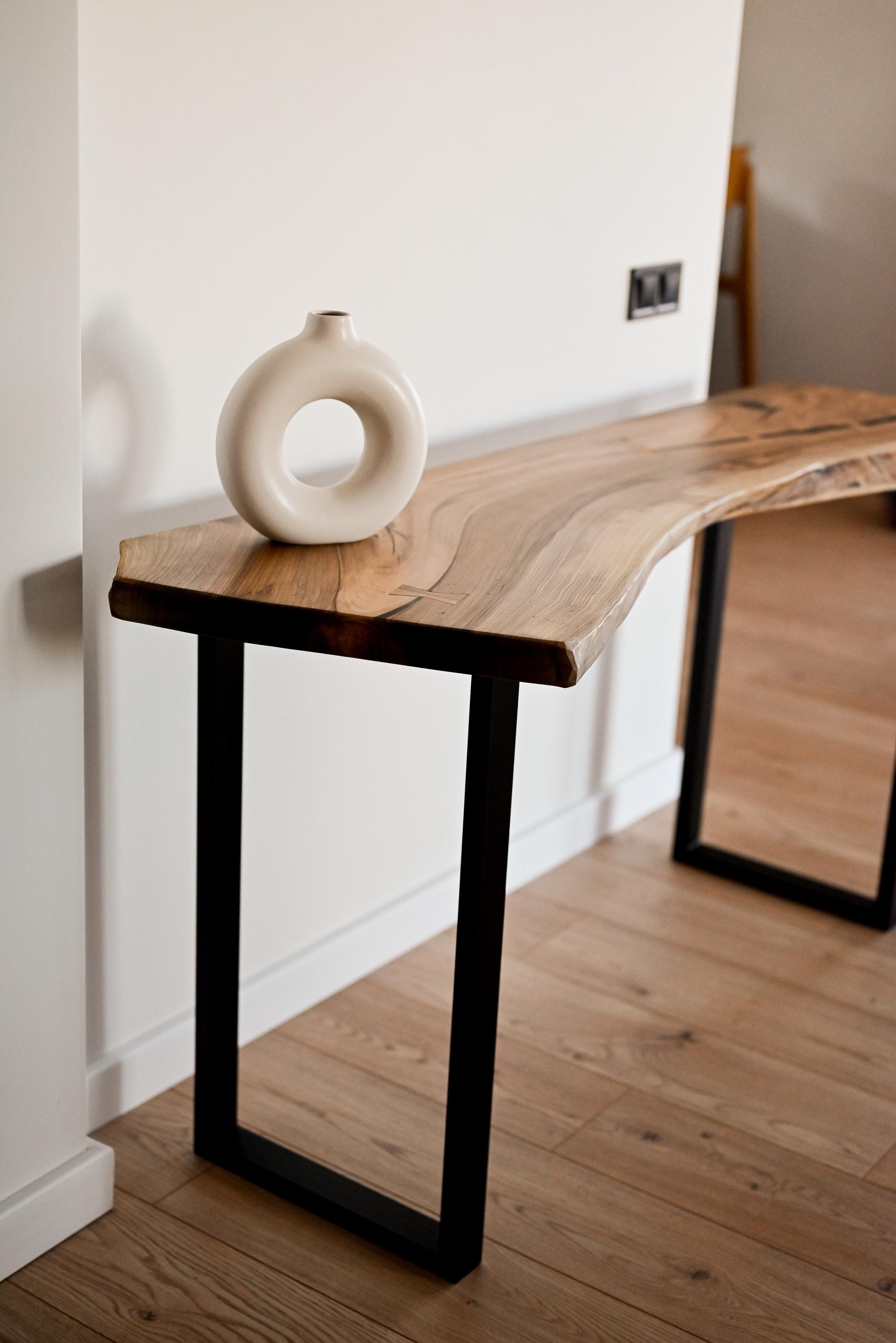 ライブエッジウォールナットコンピューターデスク：素朴な農家スタイル