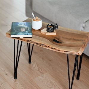 Live Edge Walnut Coffee Table: Rustic Epoxy Resin Wood Slab with Metal Legs