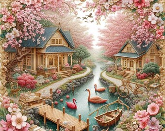 Beautiful Blooming Sakura Cross Stitch Pattern PDF Digital Cross Stitch Chart Digital Files Cross Stitch Gift