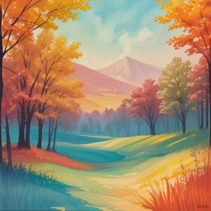 Autumn Landscape Fall Forest Colorful Nature Cross Stitch Pattern PDF Digital Cross Stitch Chart Digital Files