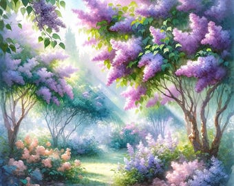 Beautiful Lilac Trees Cute Cross Stitch Pattern PDF Digital Cross Stitch Chart Digital Files Cross Stitch Gift