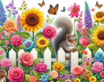 Beautiful Flowers and Squirrel Cute Cross Stitch Pattern PDF Digital Cross Stitch Chart Digital Files Cross Stitch Gift