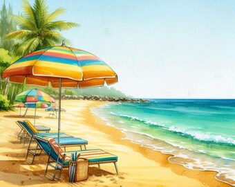 Beautiful Beach Sunny Weather Sea Summer Cute Counted Cross Stitch Pattern PDF Digital Chart Digital Files