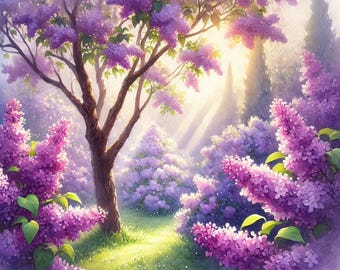 Beautiful Lilac Trees Cute Cross Stitch Pattern PDF Digital Cross Stitch Chart Digital Files Cross Stitch Gift