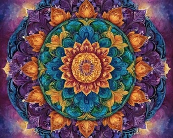 Intricate Mandala Colorful Patterns Cross Stitch Pattern PDF Digital Cross Stitch Chart Digital Files