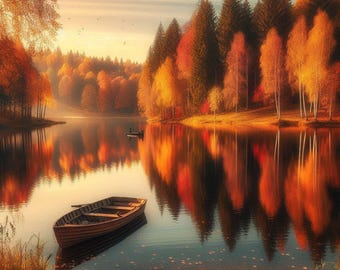 Beautiful Late Autumn Lake and Forest Cute Cross Stitch Pattern PDF Digital Cross Stitch Chart Digital Files Cross Stitch Gift