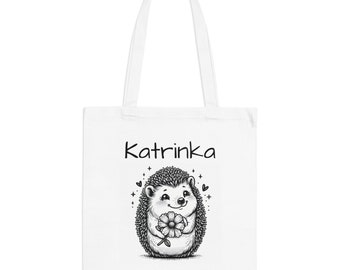 Cotton bag, linen bag, gift, bag, fabric bag, fabric bag, kindergarten, hedgehog, boy, girl, personalized, name
