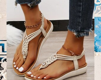 Sommer Sandalen, Boho Sandalen, Sandalen Vintage Style, Bohemian Stil, Sandalen Boho Stil, Sommer Schuhe, Geschenkidee Frauen