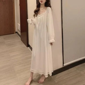Women Comfortable Sleepwear One Suit Bedroom Nightgown Ladies Indoor Clothes White
