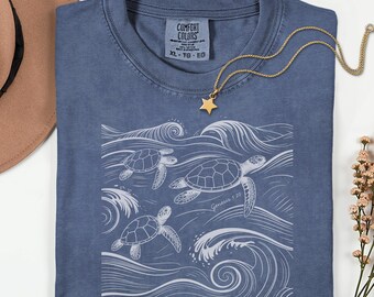 Sea Turtle Retro Shirt | Comfort Colors | Sea Animals 90s Vintage Shirt | Genesis 1:20 Bible Verse Shirt | Scripture Tee | Christian Apparel