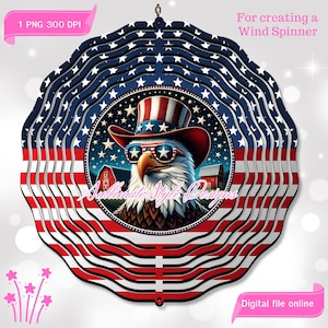 American Patriotic Eagle 4th of July Independence Day, Wind Spinner PNG for Sublimation, 10 inch Wind spinner, Patriotic PNG, American Flag.