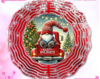 Diseño de sublimación de molinillo de viento de gnomo navideño, Feliz Navidad PNG (Descarga digital)
