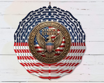 Patriotic Eagle Wind Spinner PNG: American Flag Sublimation Design (Digital Download)