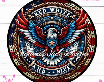 American Eagle Wreath Sign: 4th of July PNG (Digital Download)