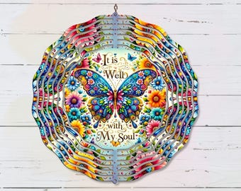 Christian Butterfly Wind Spinner: It Is Well With My Soul PNG (Digital Download)
