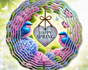 Bluebird Spring Wind Spinner Design: Hydrangea Butterfly PNG (Digital Download)