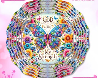 Christian Wind Spinner Sublimation Design: Butterfly Floral (PNG Digital Download)