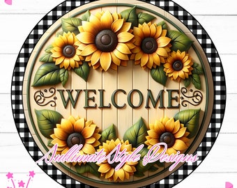 Sunflower Welcome Sign PNG: Spring Wreath Design (Digital Download)