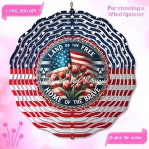 4th of July Wind Spinner Sublimation Design, Watercolor American Flag Wind Spinner PNG, 10 inch Wind spinner Png, Patriotic PNG Download