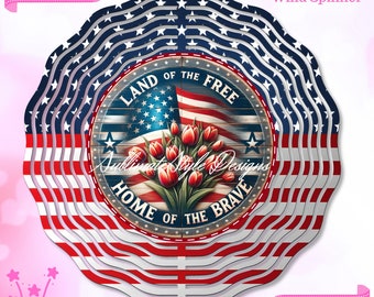 4th of July Wind Spinner Sublimation Design: Watercolor American Flag (PNG Download)