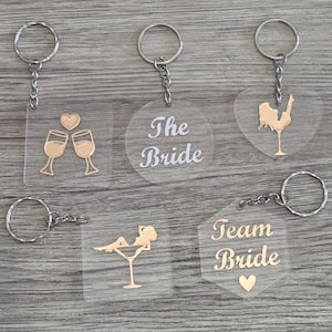 Porte-clé EVJF / Sticker sans porte clé / Porte-clé vierge - Cadeaux de remerciement pour un enterrement de vie de jeunes filles