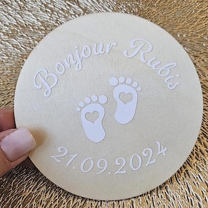 Disques des 12 mois - Cartes étapes bébé en bois : Naissance - Cadeaux de baptême / Disques naissances personnalisés