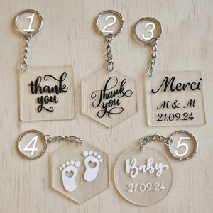 Un Porte-clé Personnalisé / Sticker sans porte clé / Porte-clé vierge : Baptême et Naissance - Cadeaux de remerciement
