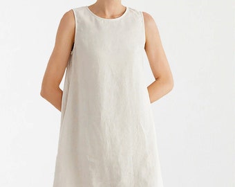 Robe en lin, Tunique en lin, Vêtements pour femmes, Robe, Robe blanche, Robe en lin blanche