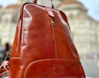 Authentic italian leather Backpack/ everyday backpack/handcrafted Bagpack from florence-made in italy