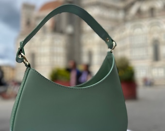 Bolso de cuero genuino Bolso de cuero italiano hecho a mano para mujer l l Elegante bolso de cuero de Florencia