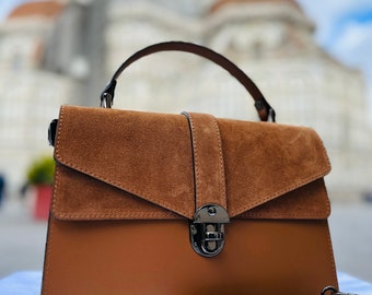 Élégant sac en cuir pour femme italienne en cuir véritable, sac en cuir élégant, sac à main fabriqué en Italie, sac à bandoulière - sac de florence Italie