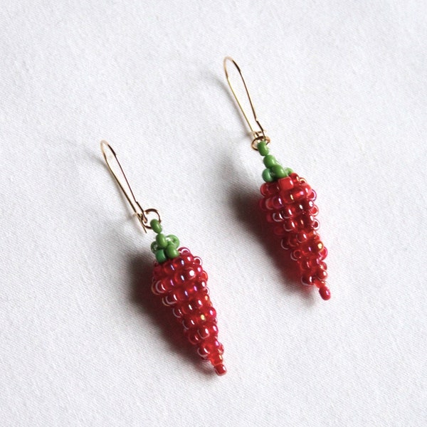 Boucles d'oreilles Piments en perles de verre