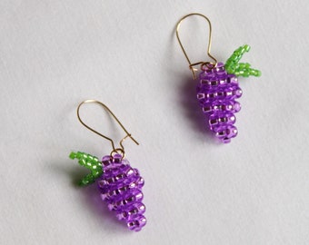 Boucles d'oreilles Raisins en perles de verre